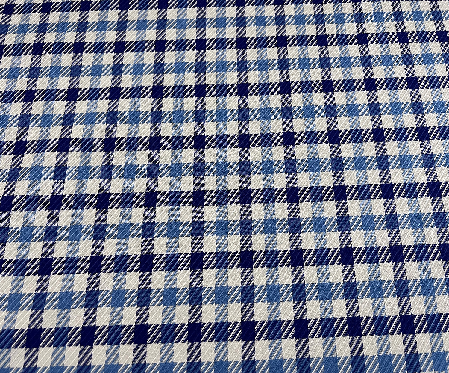 LİKRALI KAZAYAĞI DESENLİ KUMAŞ - MAVİ