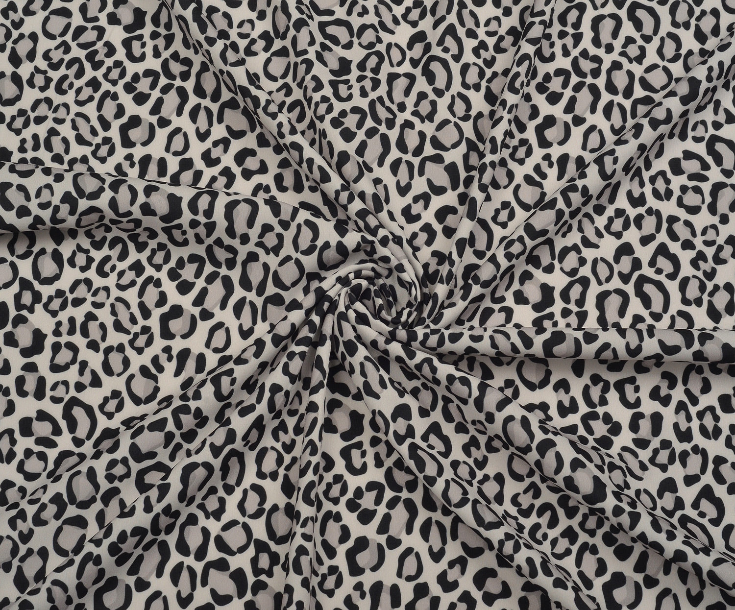 LEOPAR DESENLİ ŞİFON KUMAŞ - GRİ
