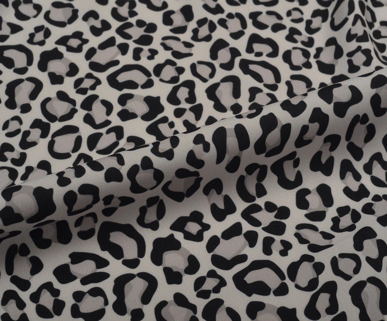 LEOPAR DESENLİ ŞİFON KUMAŞ - GRİ