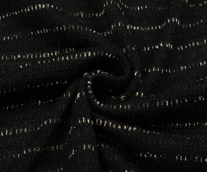 STRIPED KNITTED KNITWEAR FABRIC - BLACK