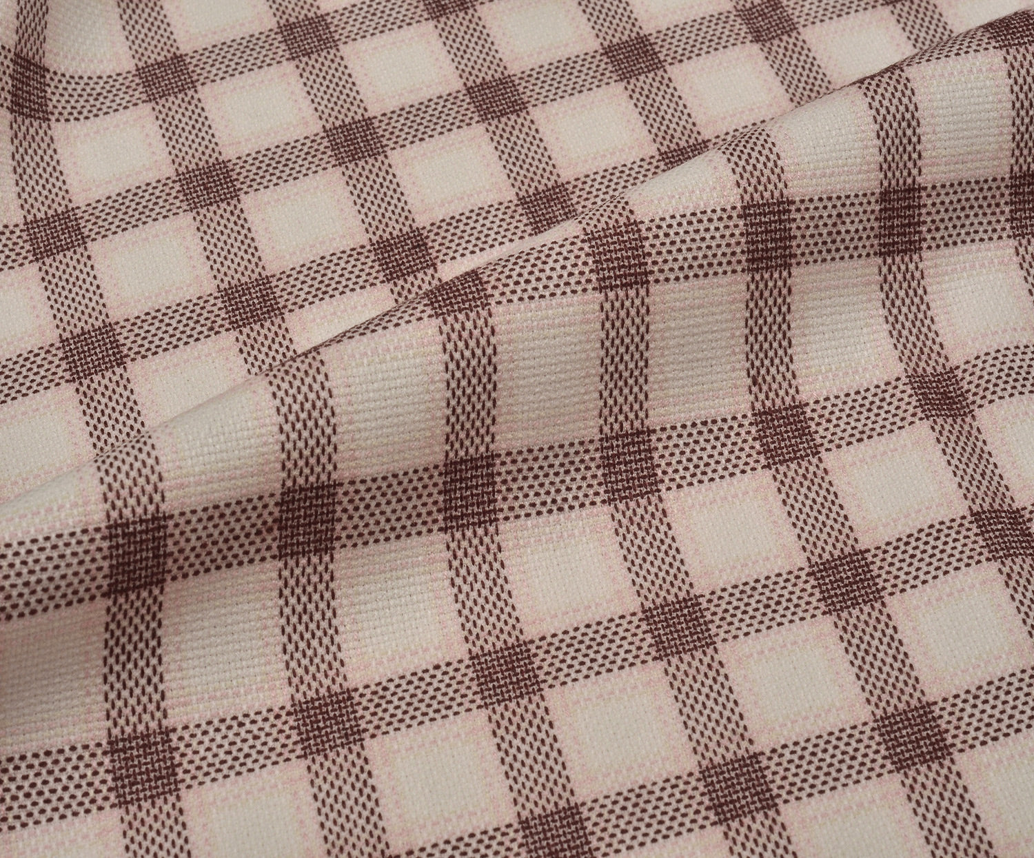 LİKRALI EKOSE DESENLİ KUMAŞ - BORDO