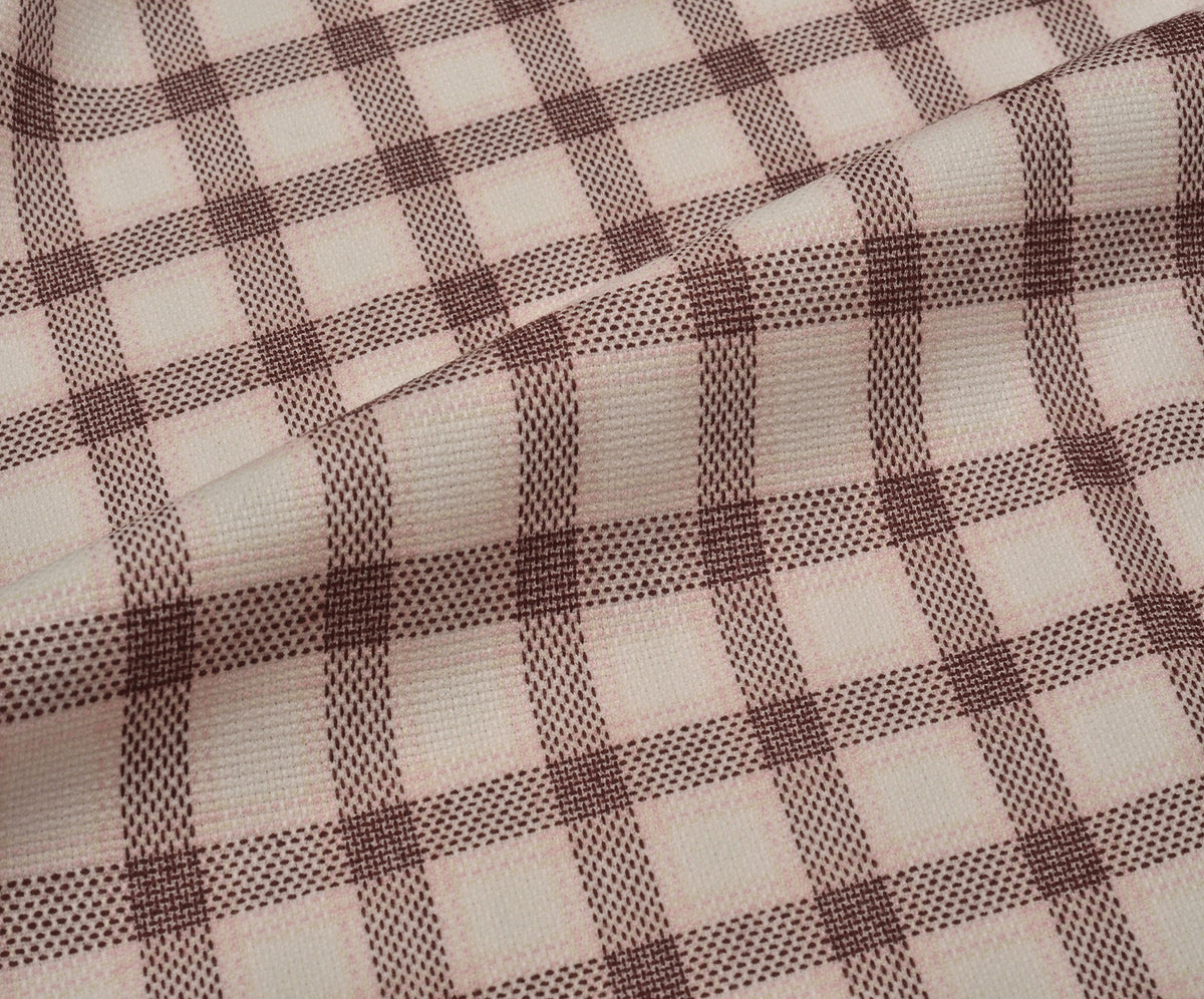 LİKRALI EKOSE DESENLİ KUMAŞ - BORDO