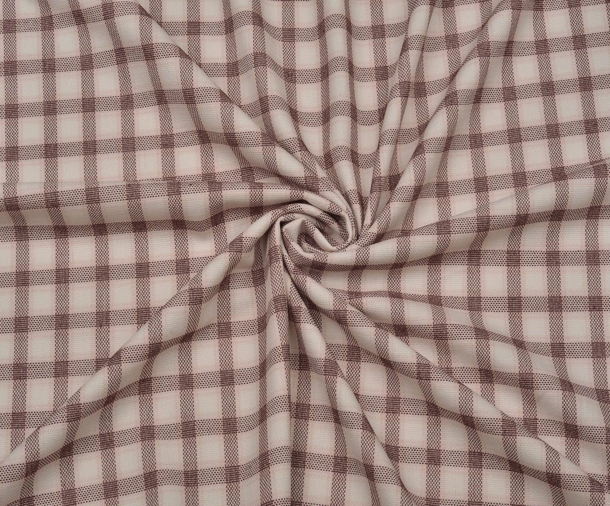 LİKRALI EKOSE DESENLİ KUMAŞ - BORDO