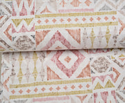 GEOMETRİK DESENLİ POPLİN KUMAŞ - PEMBE