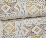 GEOMETRİK DESENLİ POPLİN KUMAŞ - SARI