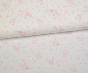 SEVİMLİ KEDİ DESENLİ POPLİN KUMAŞ - PEMBE