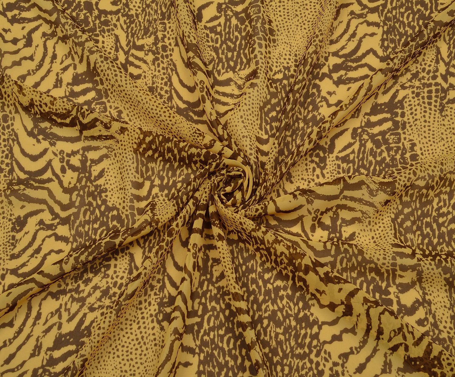 LEOPAR DESENLİ ŞİFON KUMAŞ - SARI
