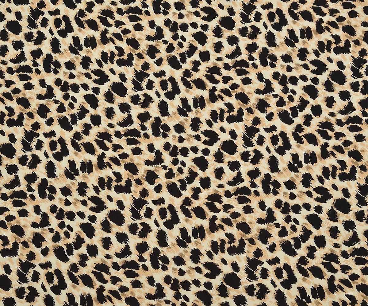 LEOPAR DESENLİ VİSKON KUMAŞ - BEJ