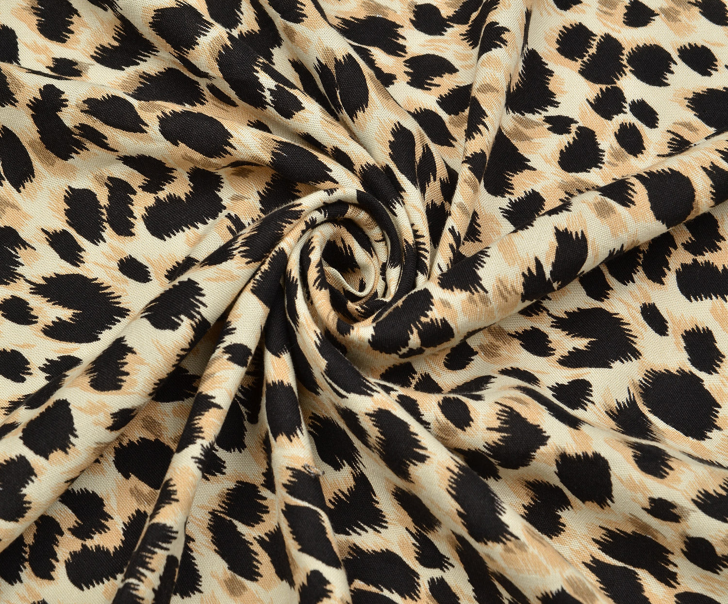 LEOPAR DESENLİ VİSKON KUMAŞ - BEJ