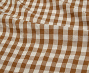 PLAID PATTERNED COTTON FABRIC - CAMEL