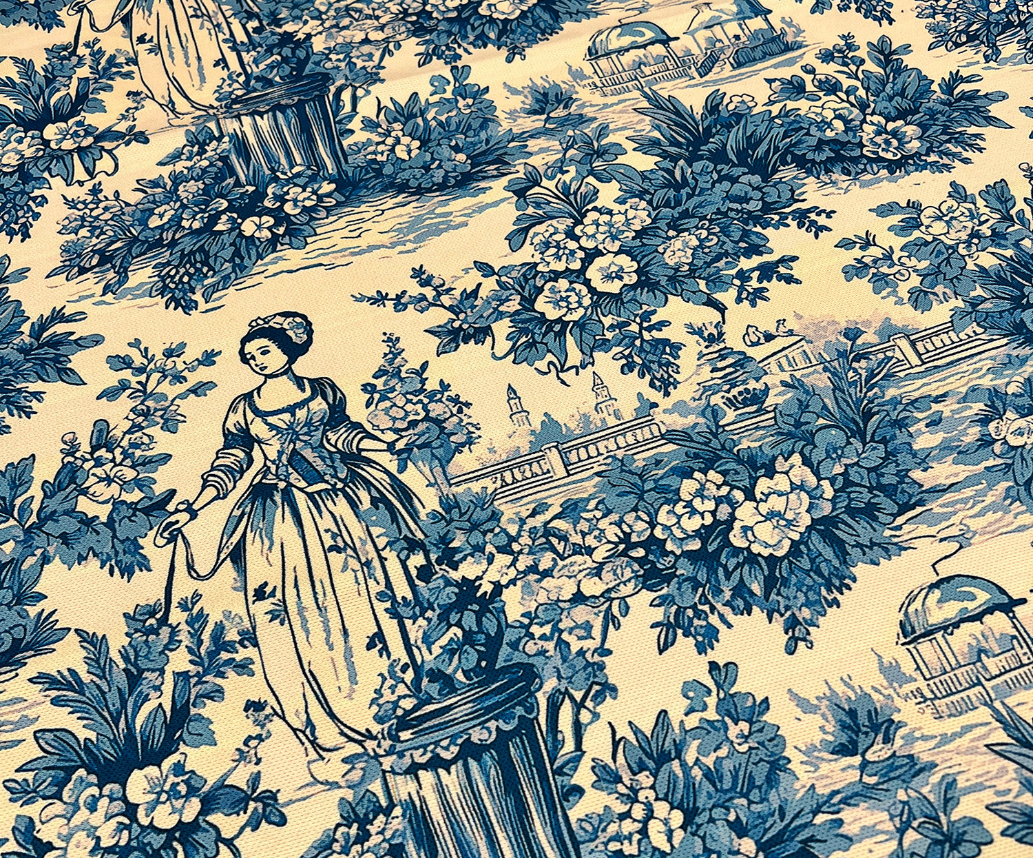 BLUE BLANC DESENLİ  DİJİTAL BASKI KUMAŞ - MAVİ