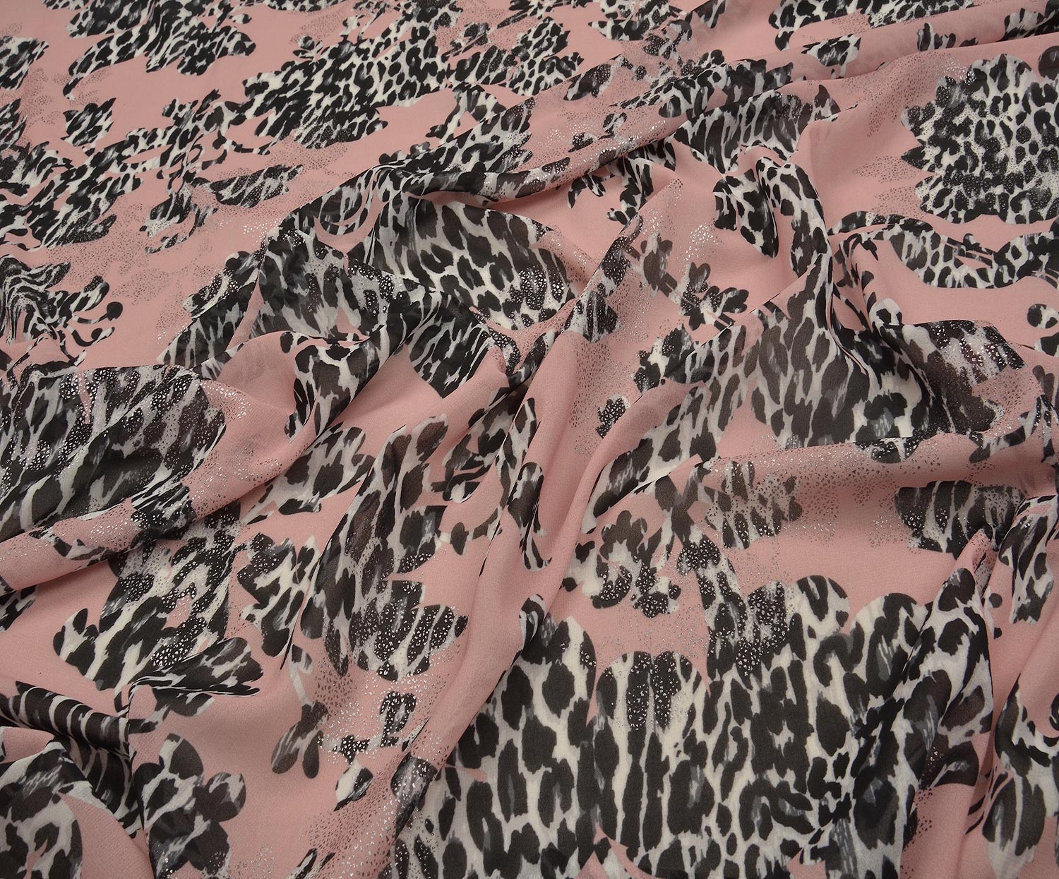 LEOPAR DESENLİ ŞİFON KUMAŞ - PUDRA
