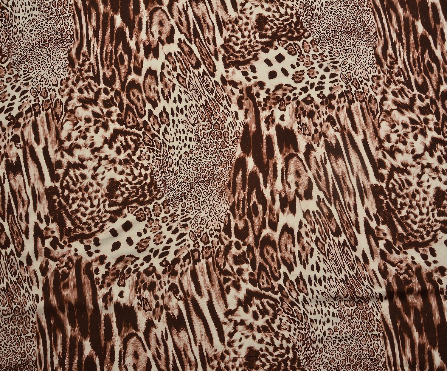 LEOPAR DESENLİ SATEN KUMAŞ - KAHVE