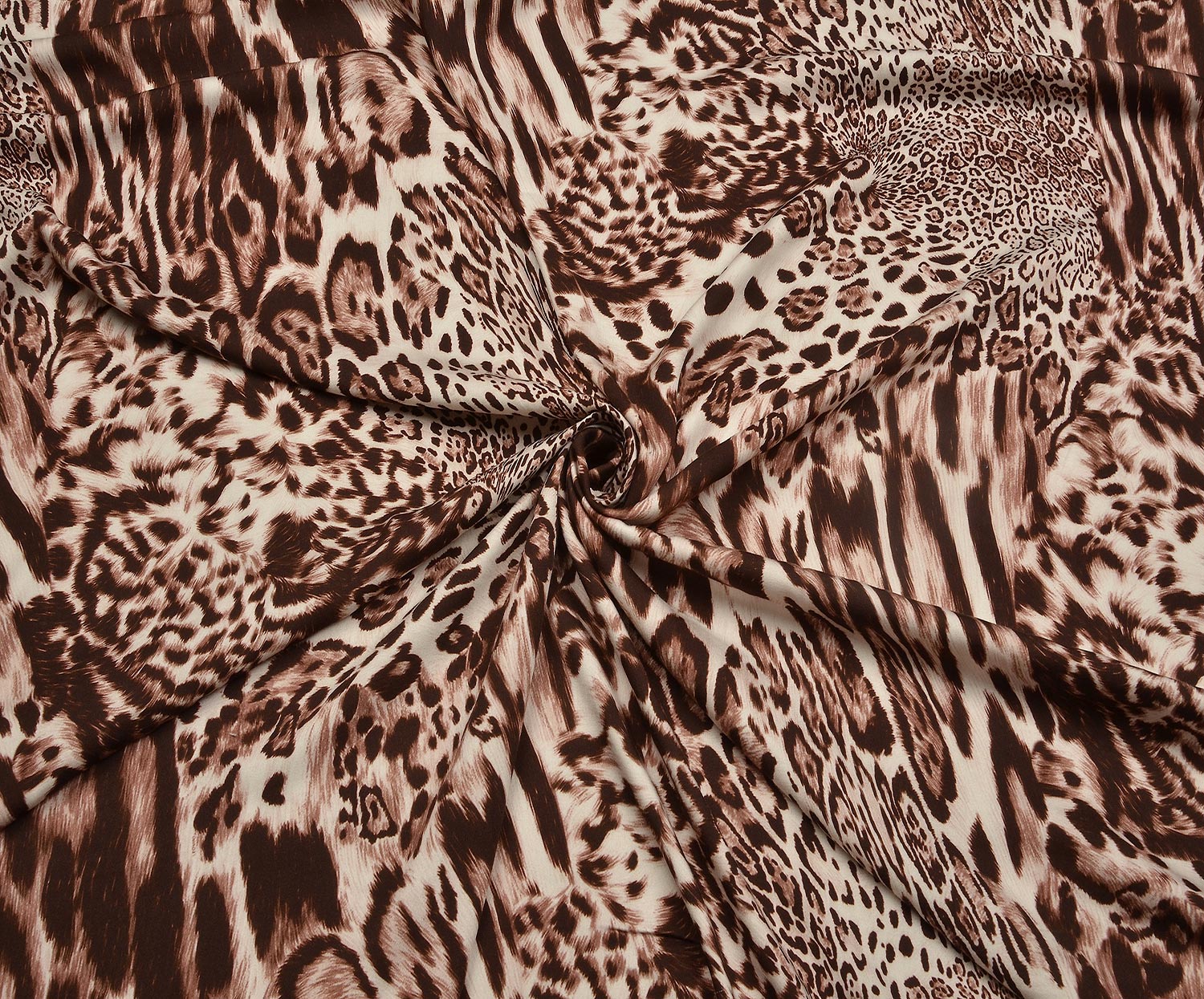 LEOPAR DESENLİ SATEN KUMAŞ - KAHVE