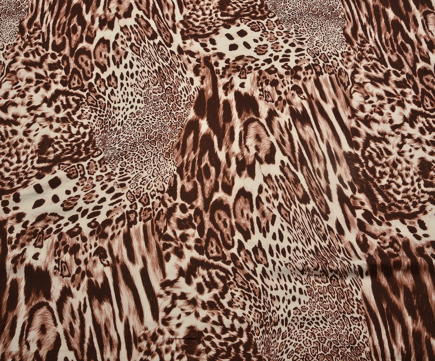 LEOPAR DESENLİ SATEN KUMAŞ - KAHVE