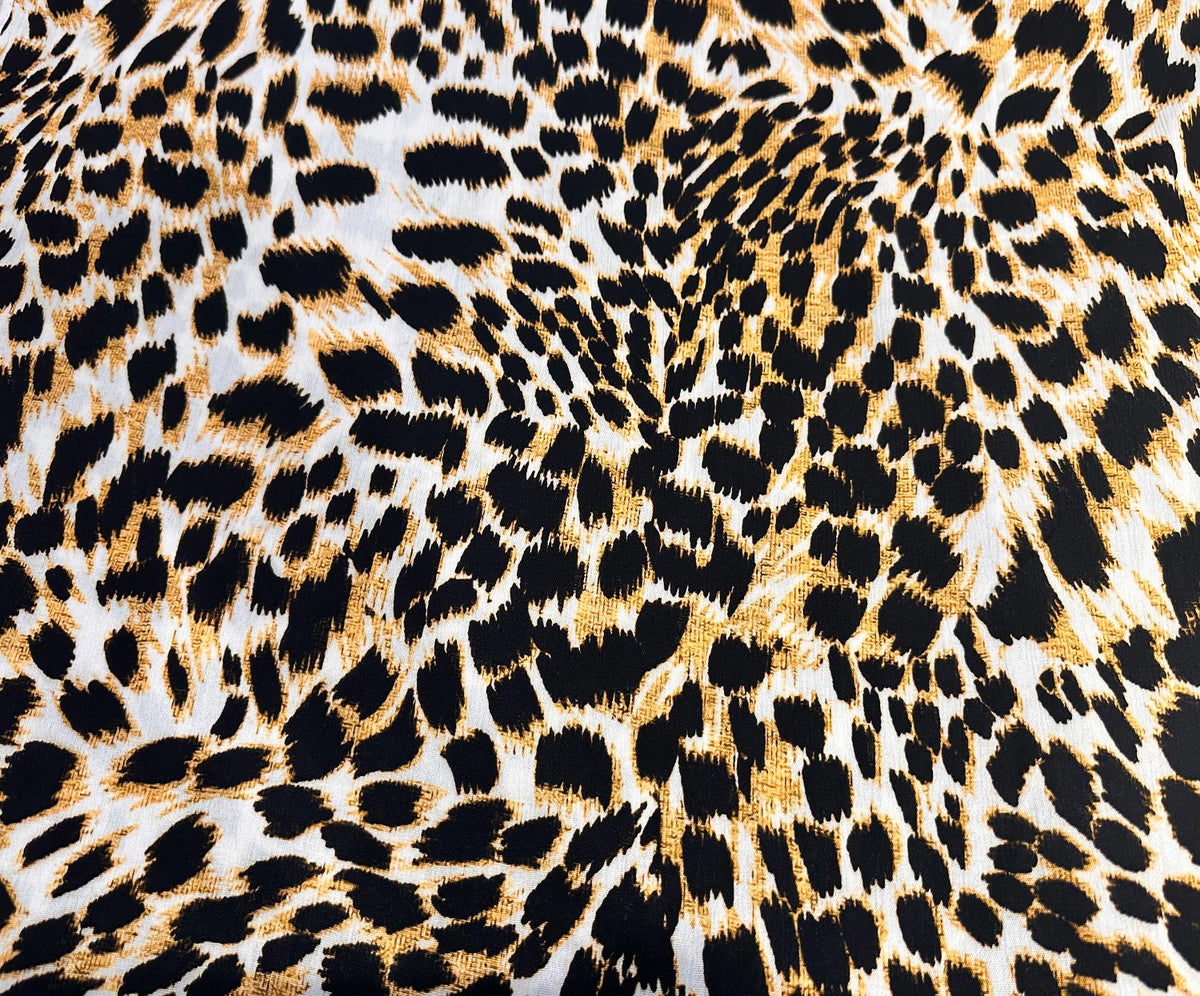 LEOPAR DESENLİ KIRİNKIL VİSKON KUMAŞ - KAMEL