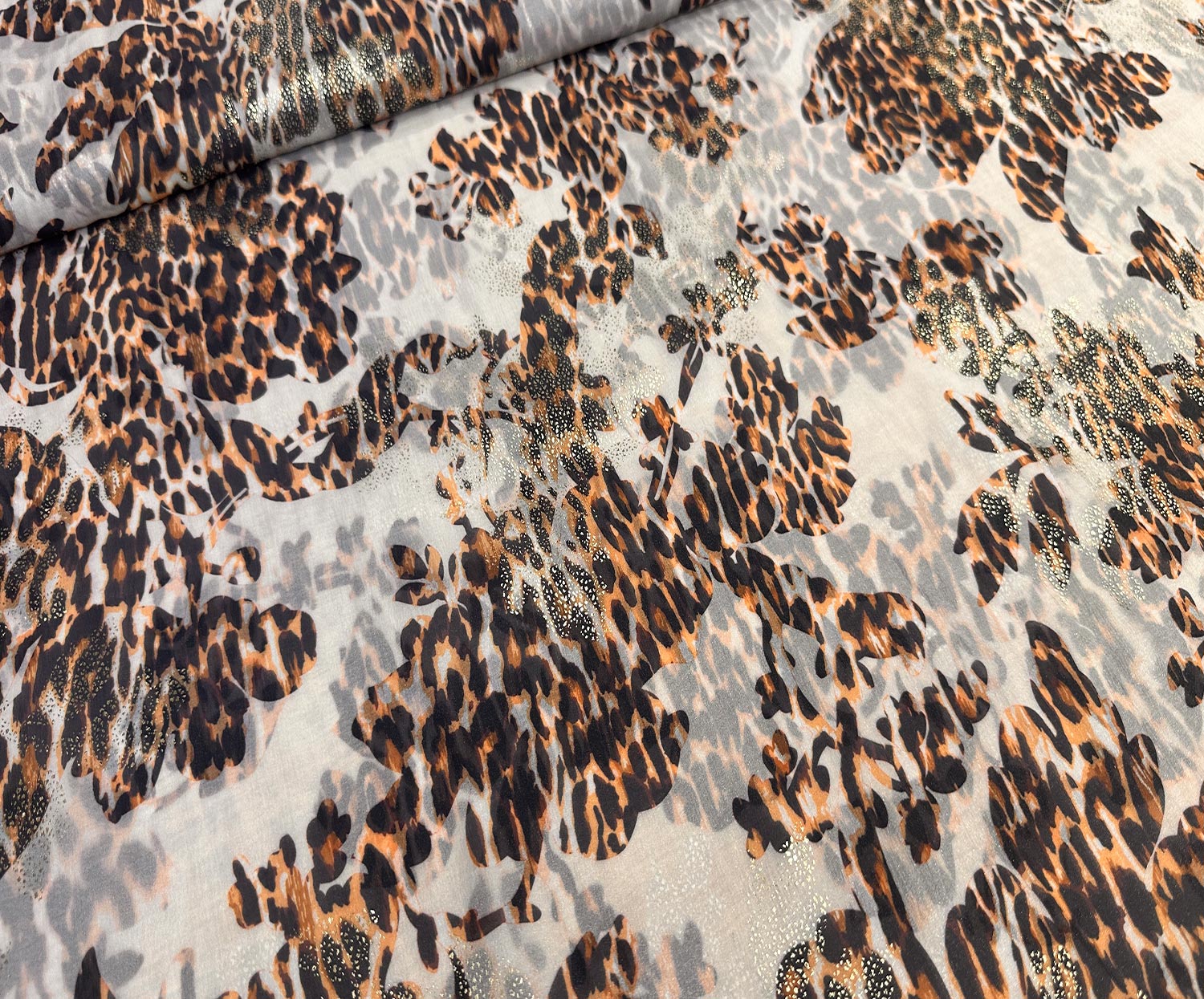 LEOPAR DESENLİ ŞİFON KUMAŞ - KAHVE