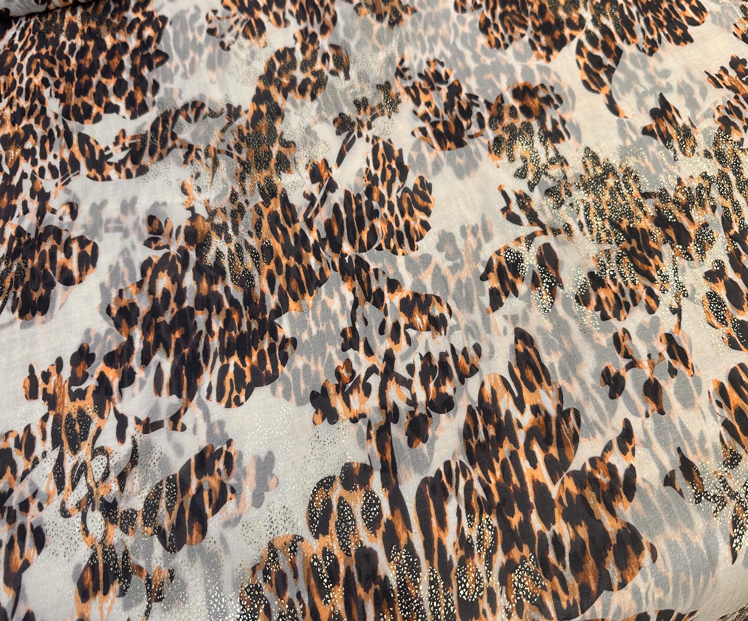 LEOPAR DESENLİ ŞİFON KUMAŞ - KAHVE