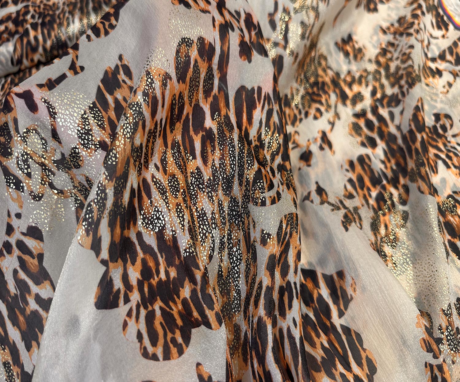 LEOPAR DESENLİ ŞİFON KUMAŞ - KAHVE