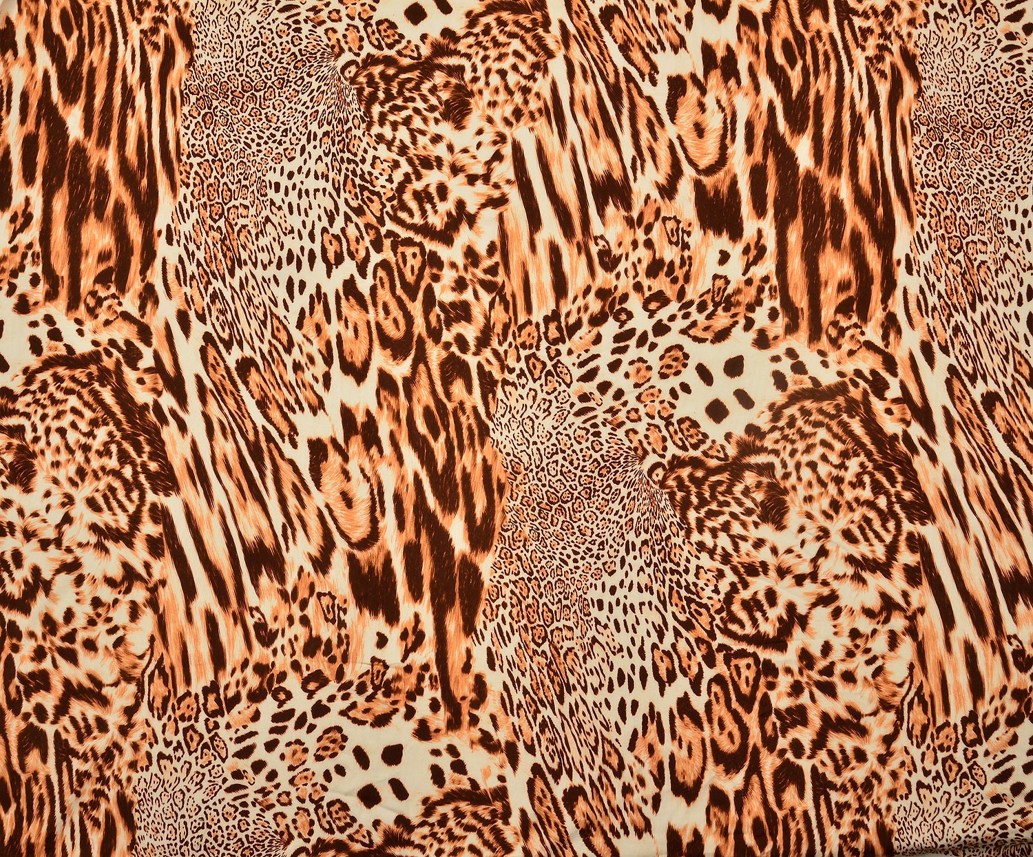 LEOPAR DESENLİ VİSKON SATEN KUMAŞ - KAHVE