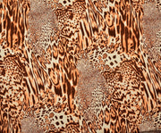 LEOPAR DESENLİ VİSKON SATEN KUMAŞ - KAHVE