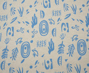 PATTERNED LINEN FABRIC - BLUE