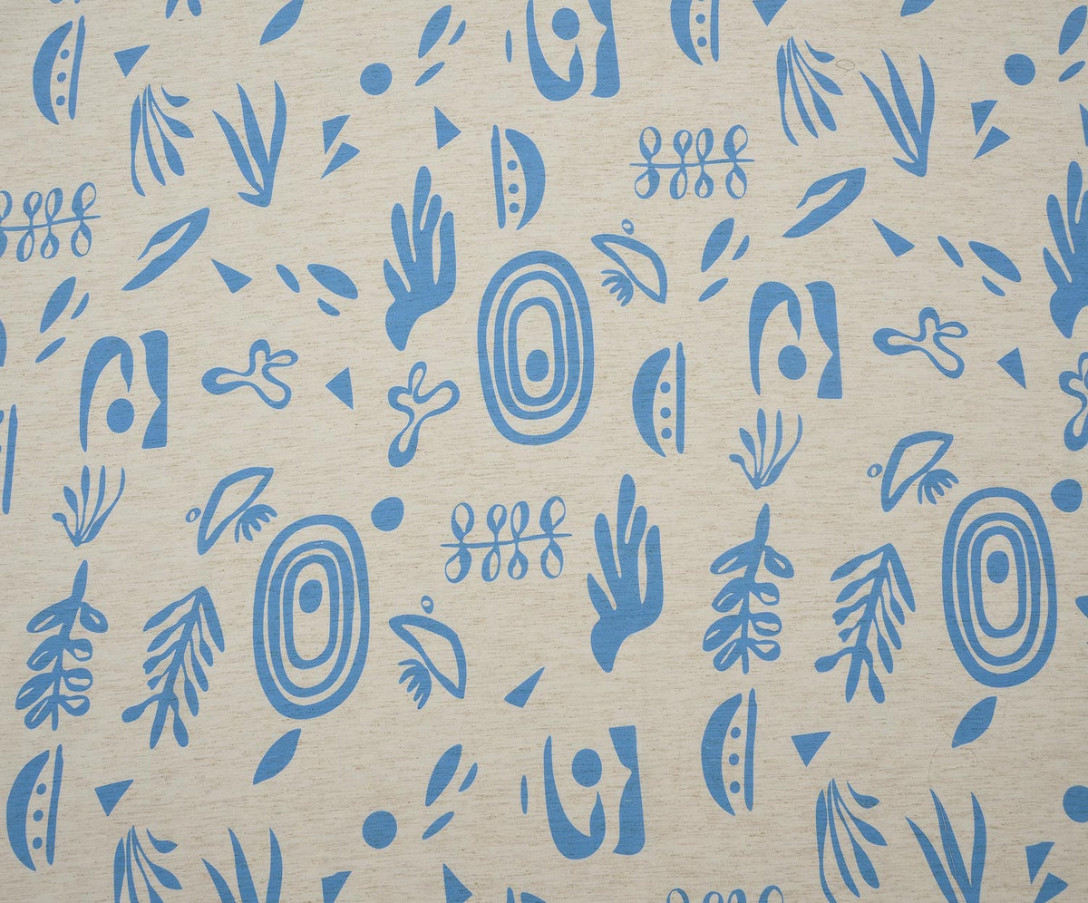PATTERNED LINEN FABRIC - BLUE