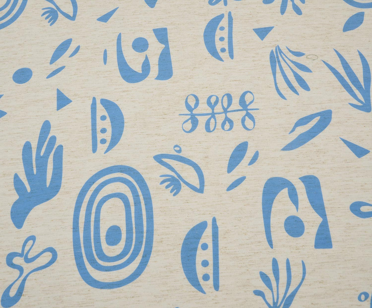 PATTERNED LINEN FABRIC - BLUE