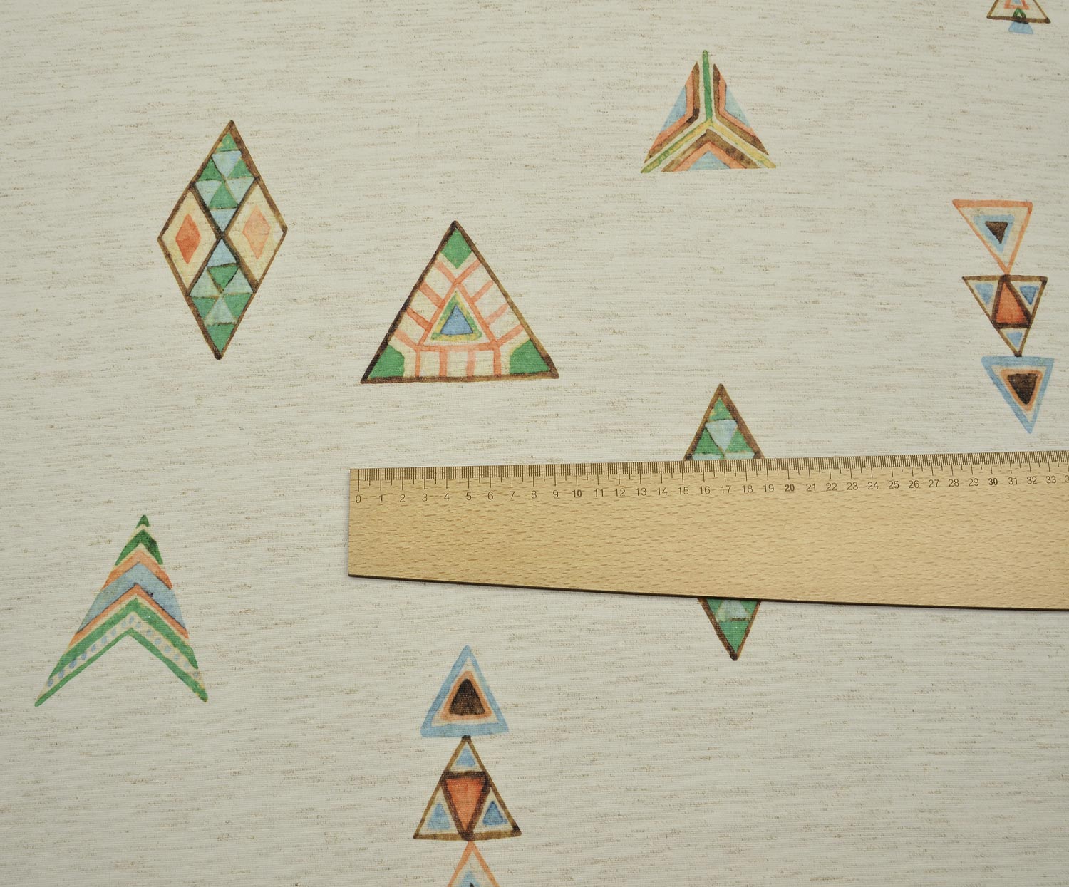 GEOMETRİK DESENLİ KETEN KUMAŞ - HARMONİ