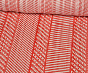 GEOMETRİK DESENLİ ŞİFON KUMAŞ - KIRMIZI