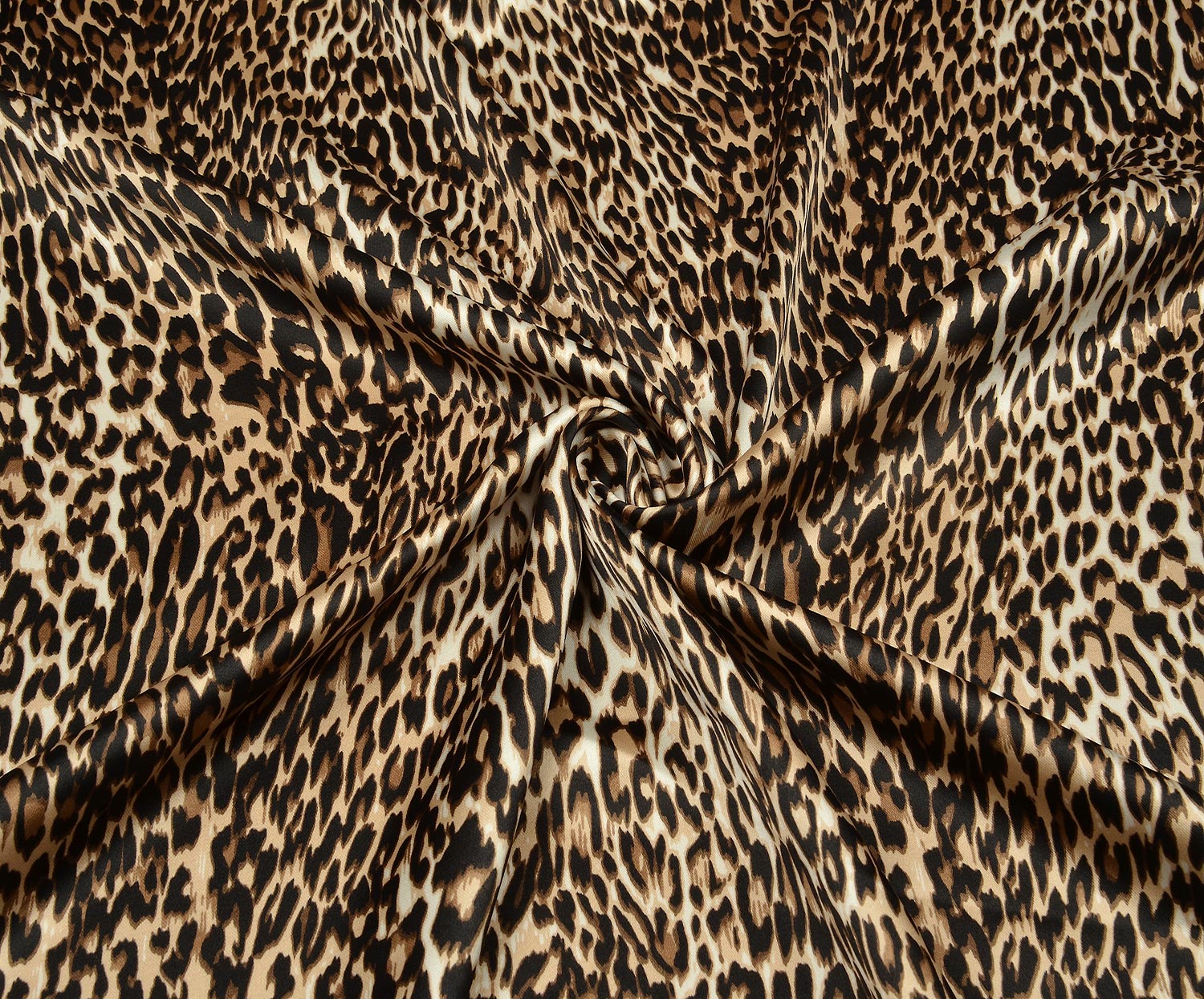 LEOPAR DESENLİ LİKRALI SATEN KUMAŞ - KAMEL