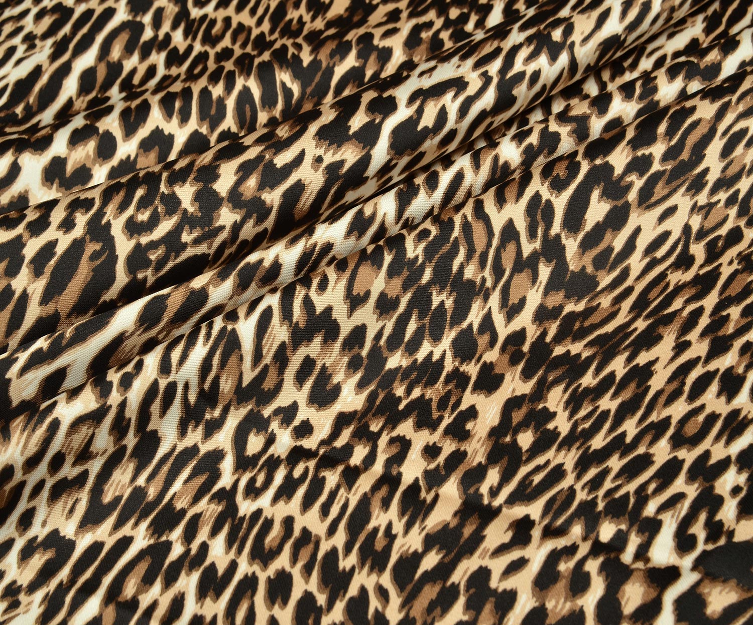 LEOPAR DESENLİ LİKRALI SATEN KUMAŞ - KAMEL