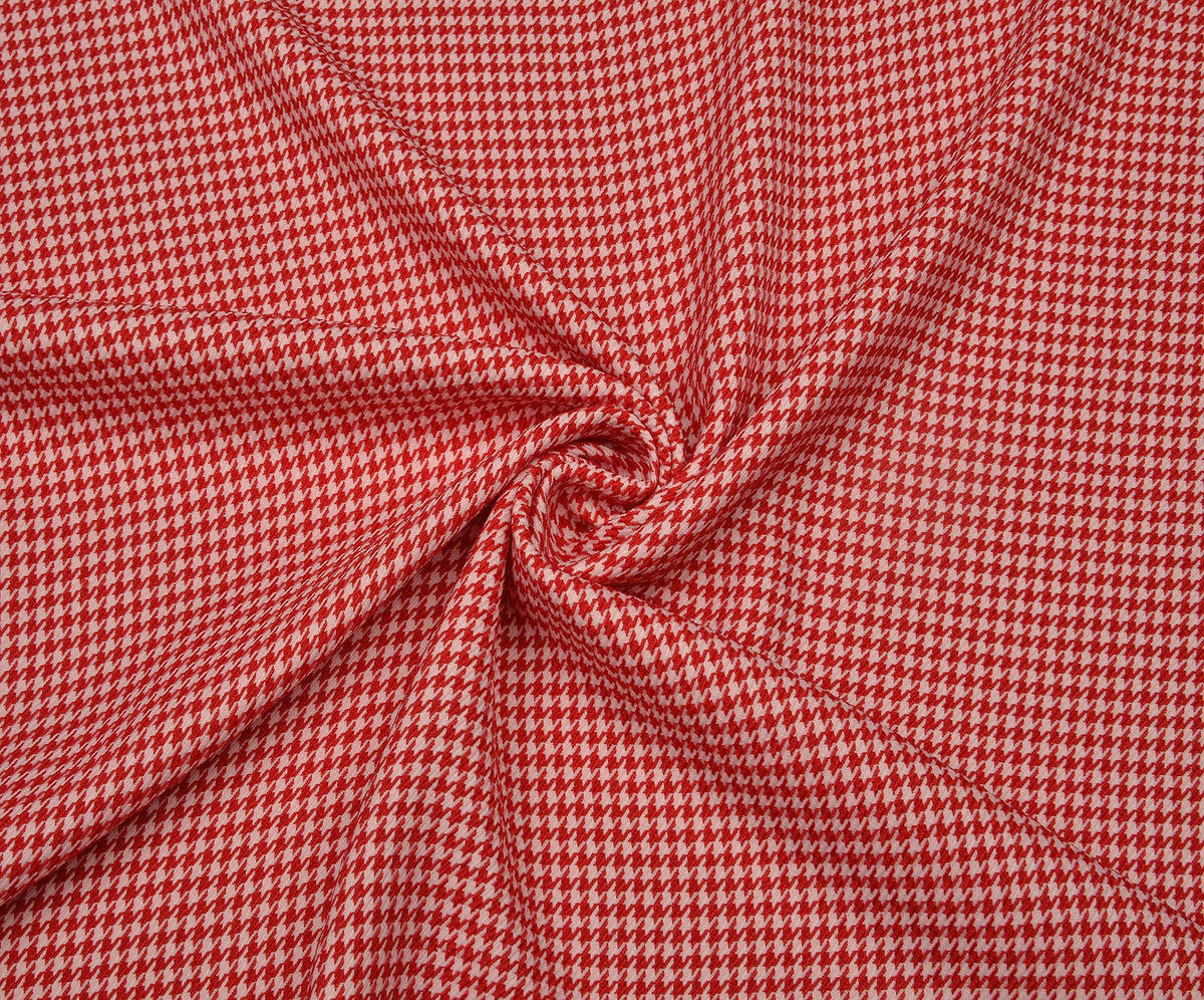 HOUNDSTOOTH PATTERNED FABRIC - RED