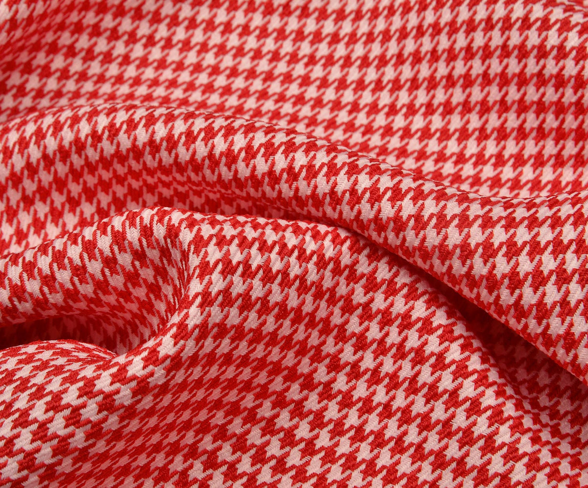 HOUNDSTOOTH PATTERNED FABRIC - RED