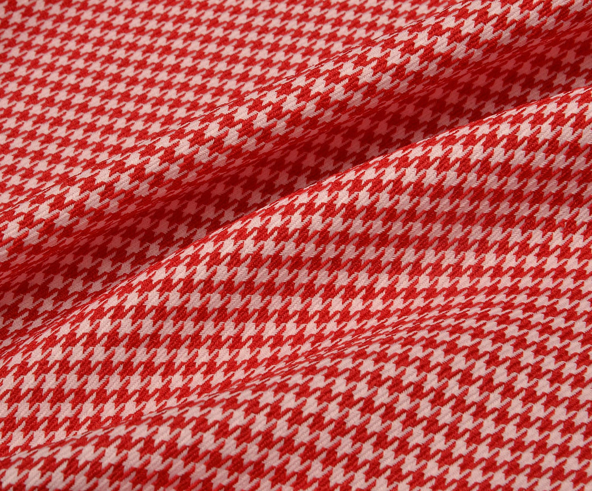 HOUNDSTOOTH PATTERNED FABRIC - RED