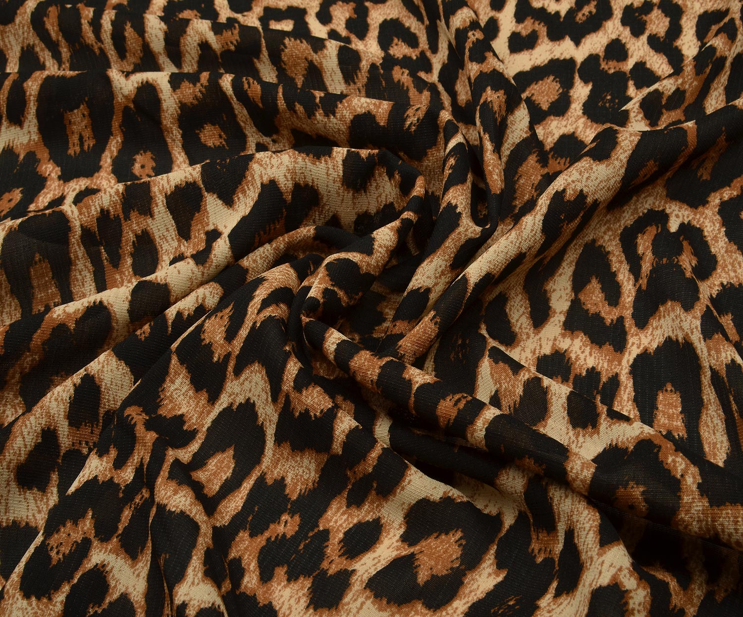 LEOPAR DESENLİ KREP KUMAŞ - KAMEL
