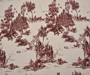 EV DESENLİ KETEN KUMAŞ - BORDO