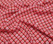 GEOMETRİK DESENLİ VİSKON KUMAŞ - PEMBE