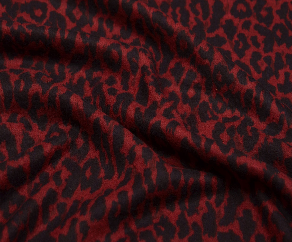 DESENLİ ANGORA KUMAŞ - BORDO