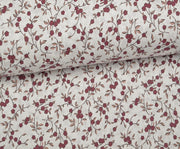 ÇİÇEK DESENLİ POPLİN KUMAŞ - BORDO