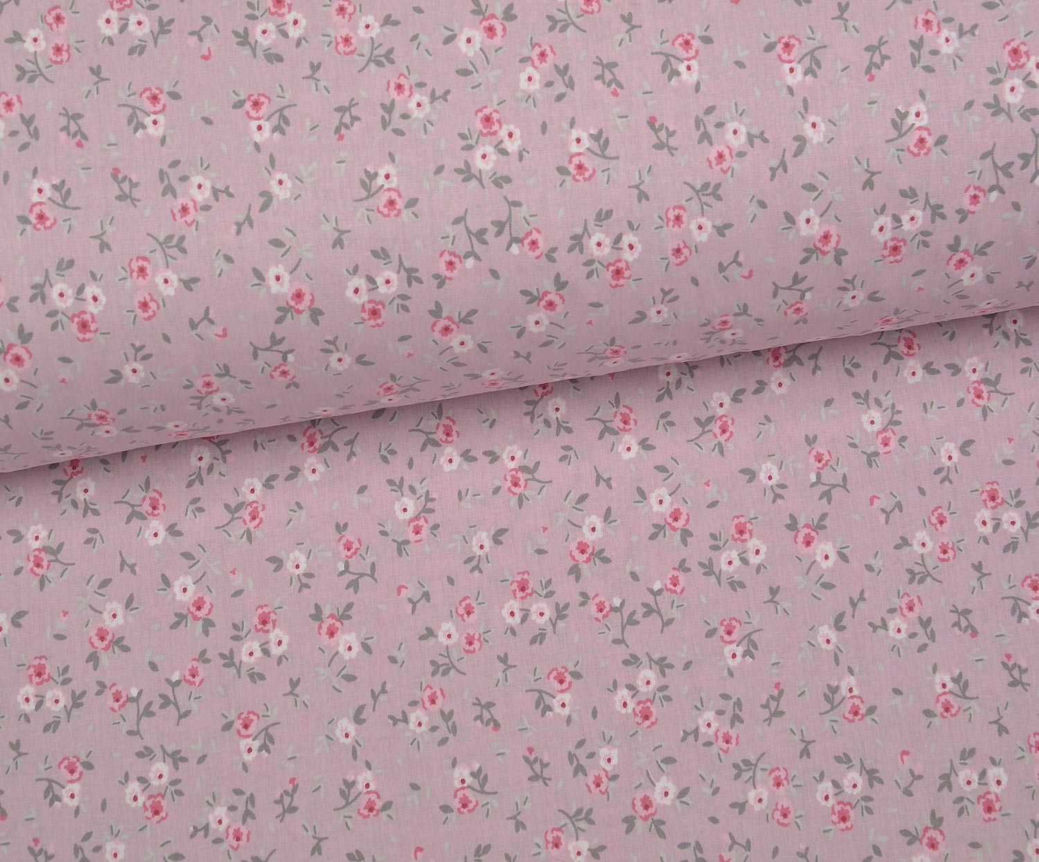 ÇİÇEK DESENLİ POPLİN KUMAŞ - PEMBE
