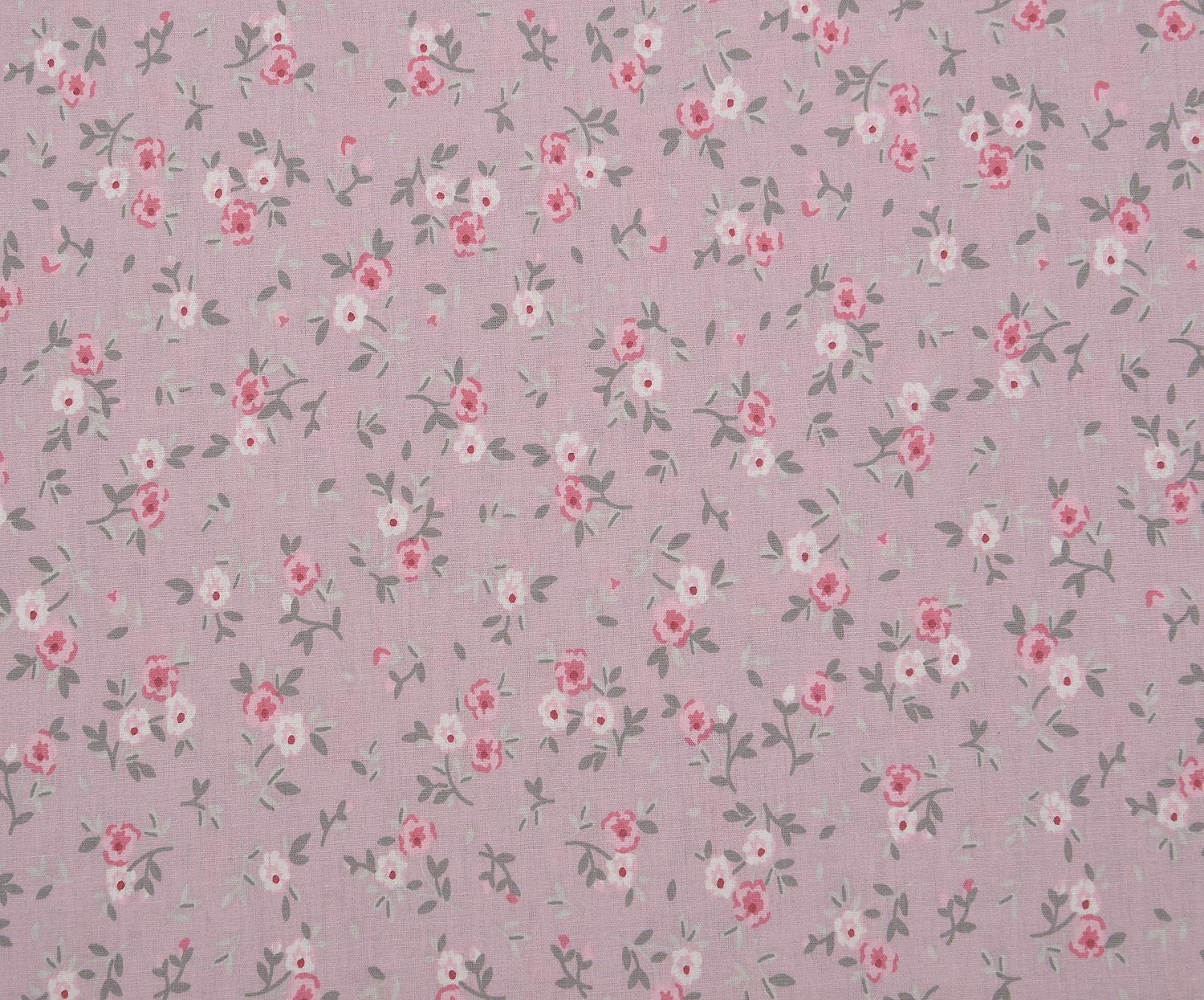 ÇİÇEK DESENLİ POPLİN KUMAŞ - PEMBE