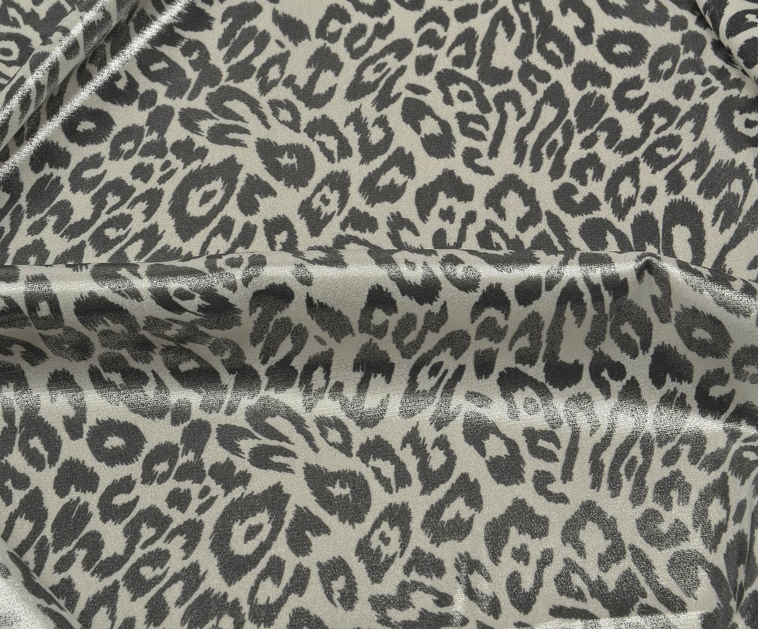 LEOPAR DESENLİ LİKRALI SATEN KUMAŞ - EKRU
