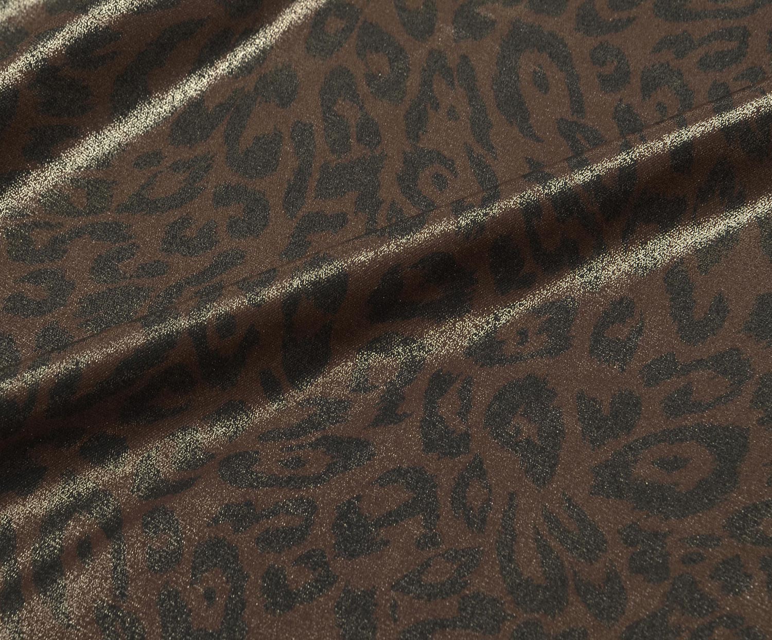 LEOPAR DESENLİ LİKRALI SATEN KUMAŞ - KAHVE