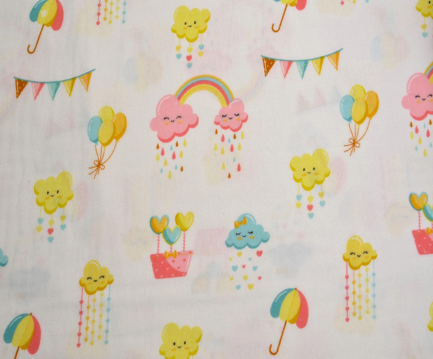 FLANEL TATLI BULUTLAR PAZEN KUMAŞ - PEMBE