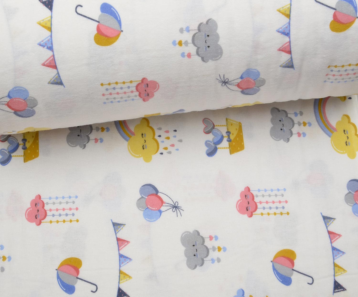 FLANEL TATLI BULUTLAR PAZEN KUMAŞ - GRİ