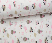 FLANEL UÇAK VE BALONLAR PAZEN KUMAŞ - PEMBE