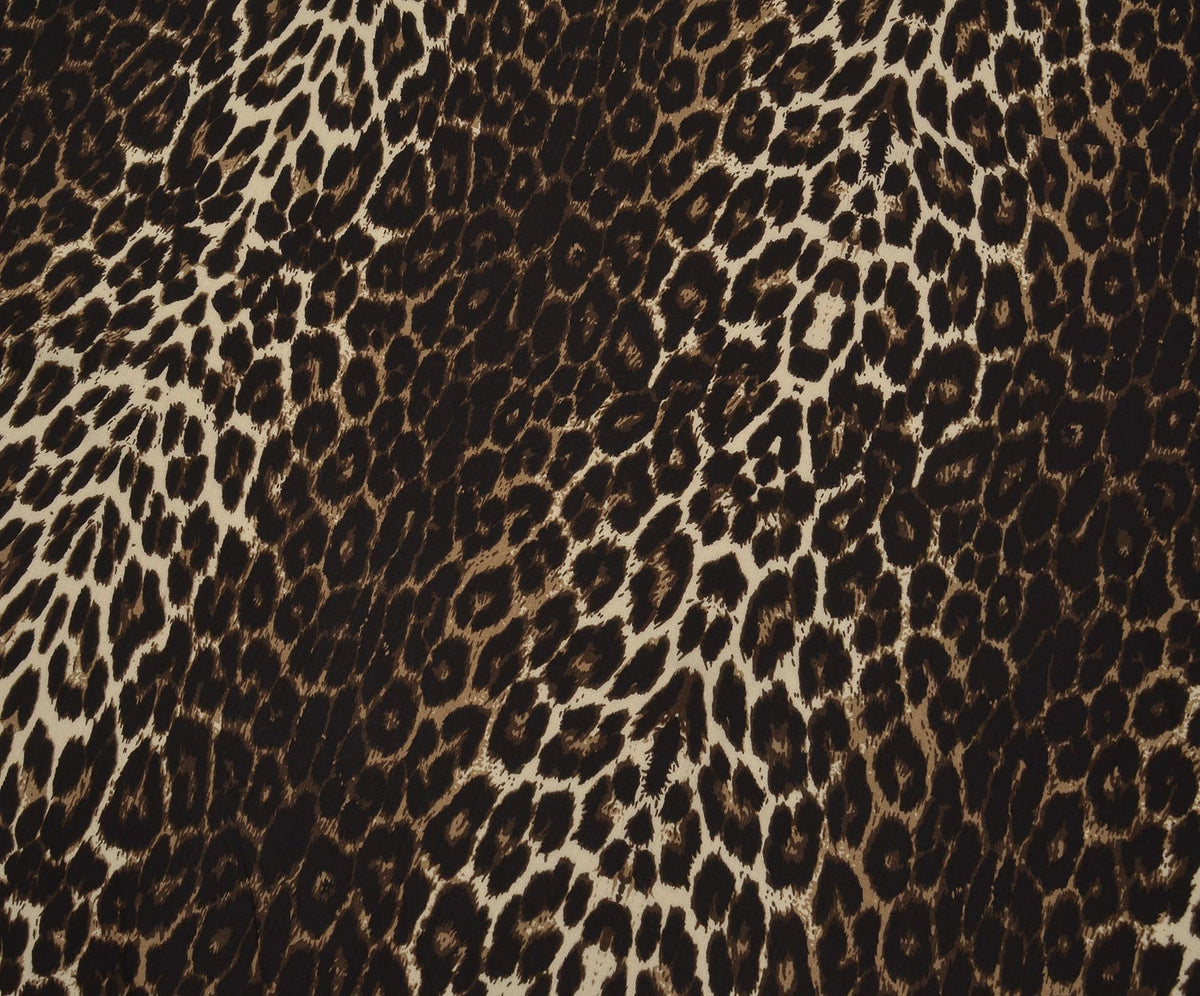 LEOPAR DESENLİ VİSKON KUMAŞ - KAHVE