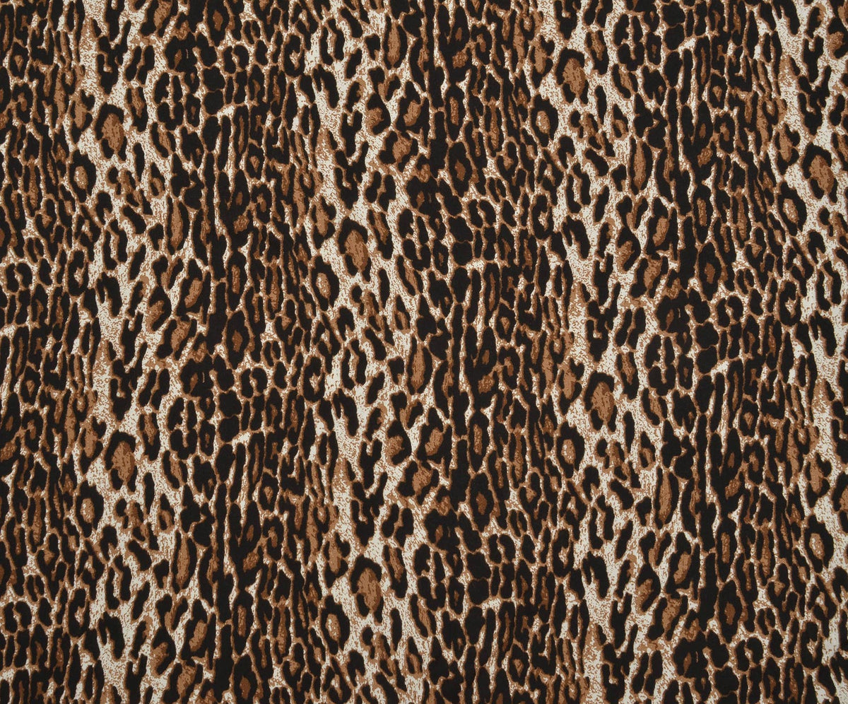 LEOPAR DESENLİ VİSKON KUMAŞ - KAHVE