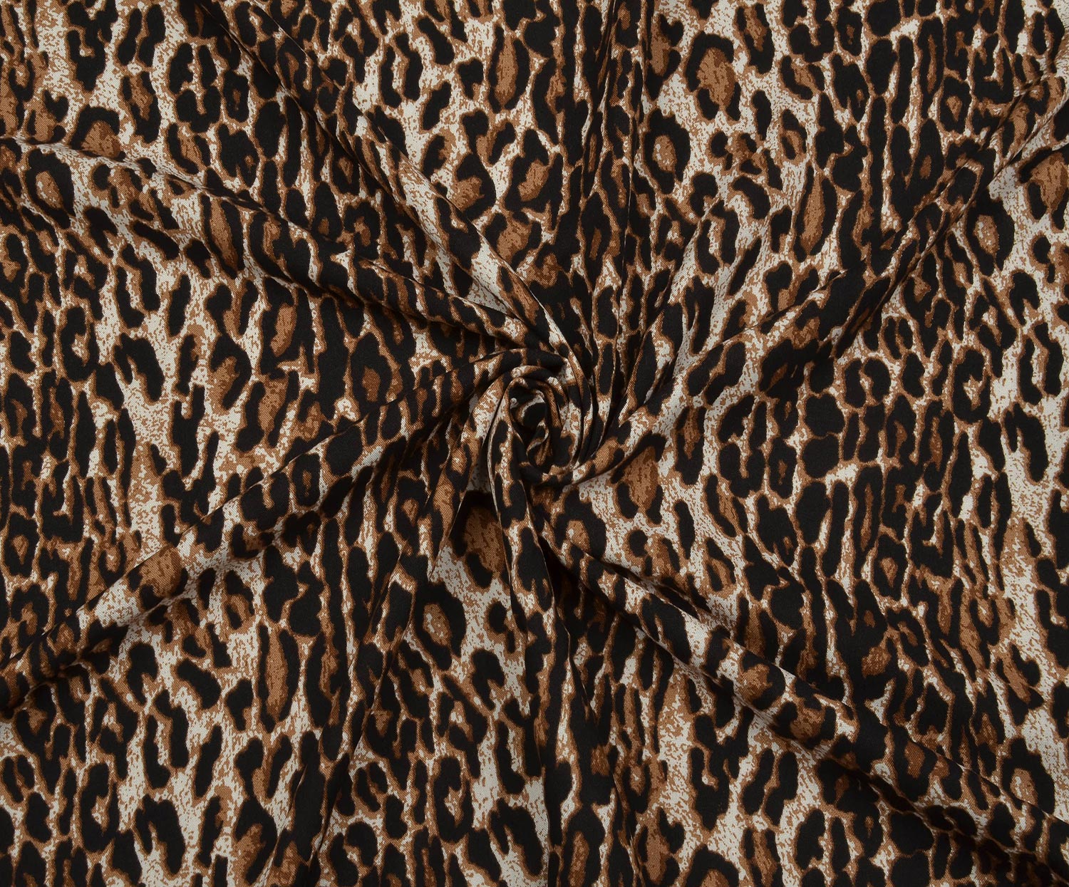 LEOPAR DESENLİ VİSKON KUMAŞ - KAHVE
